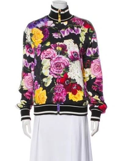 Pre-owned Dolce & Gabbana Floral Print Bomber Jacket In Pink