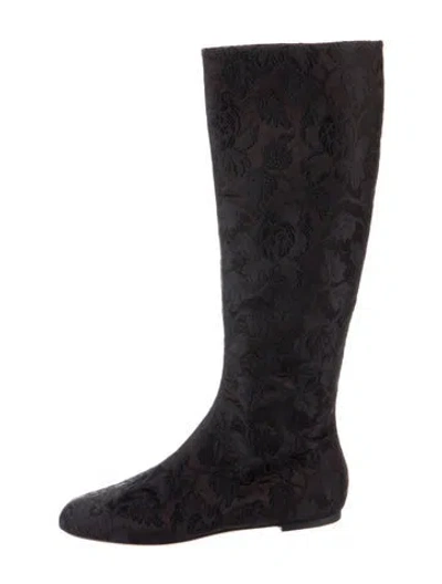 Pre-owned Dolce & Gabbana Floral Print Boots In Blue