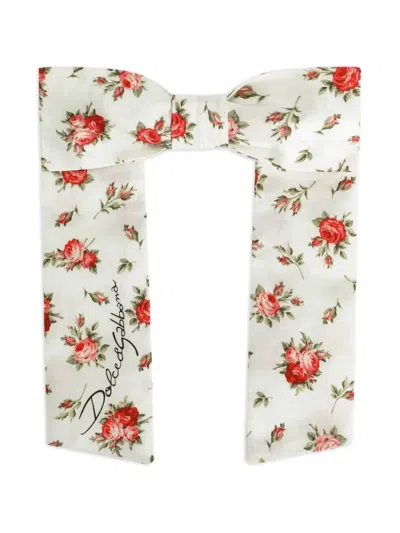 Dolce & Gabbana Kids' Floral-print Bow Scrunchie In Multi