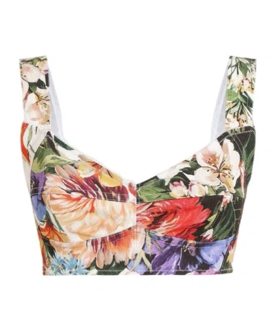 DOLCE & GABBANA FLORAL-PRINT BRALETTE TOP