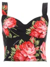 Dolce & Gabbana Top Nero In Seta Con Stampa Floreale Dolce E Gabbana In Black