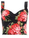 Dolce & Gabbana Top Nero In Seta Con Stampa Floreale Dolce E Gabbana In Black