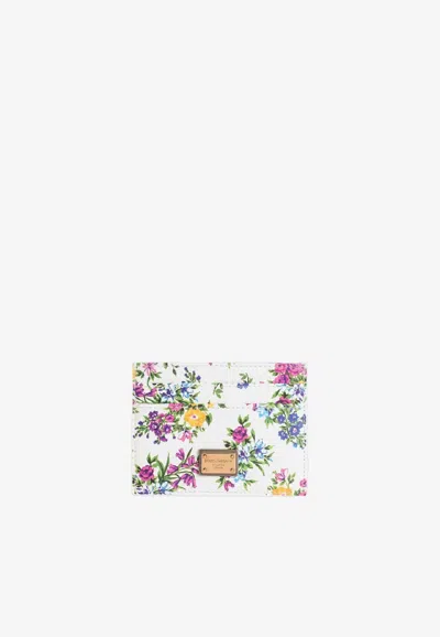 Dolce & Gabbana Floral Print Calfskin Cardholder In Multi
