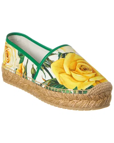 Dolce & Gabbana Floral-print Canvas Espadrilhes In Yellow