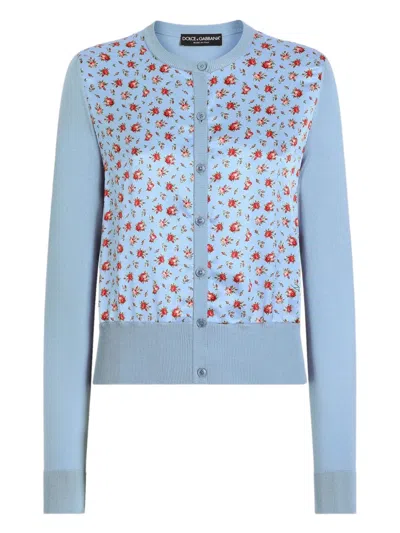 Dolce & Gabbana Floral-print Cardigan In Blue
