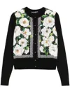 Dolce & Gabbana Floral Print Knit Cardigan With Ribbed Cuffs In Schwarz