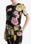 Dolce & Gabbana Peony And Rose Print Silk Charmeuse Blouse In Multicolor