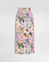 Dolce & Gabbana Floral-print Charmeuse Calf-length Skirt In Print