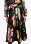 Dolce & Gabbana Floral Print Charmeuse Midi Skirt In Multicolor