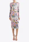 Dolce & Gabbana Silk-blend Floral Print Midi Dress In Multicolor