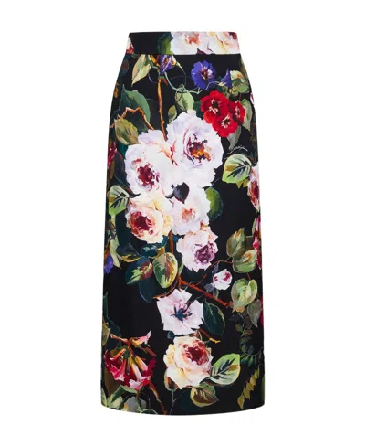 DOLCE & GABBANA DOLCE  GABBANA FLORAL PRINTED MIDI SKIRT