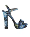 Dolce & Gabbana Dolce&gabbana Keira Floral Ankle Strap Platform Sandal In Blue