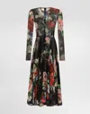 Dolce & Gabbana Floral-print Chiffon Calf-length Dress With Circle Skirt In Print