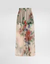 Dolce & Gabbana Pleated Floral Midi Skirt With Elasticated Waist In Print