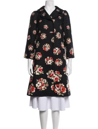Pre-owned Dolce & Gabbana Floral Print Coat In Black
