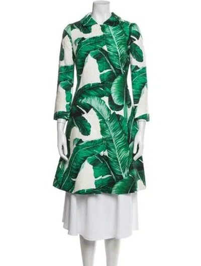 Pre-owned Dolce & Gabbana Floral Print Coat In Green