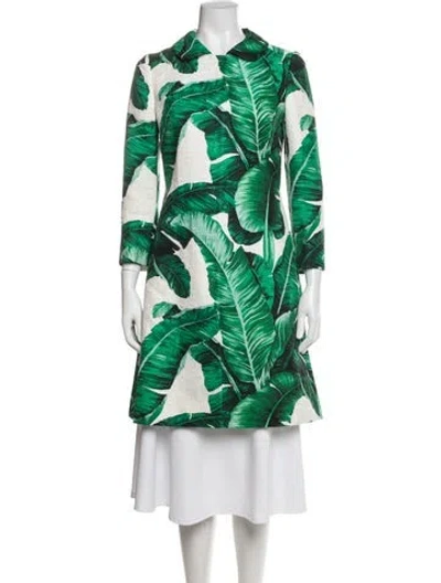 Pre-owned Dolce & Gabbana Floral Print Coat In Green