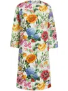 Dolce & Gabbana Floral-print Cotton Jacquard Coat In White