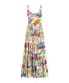 Dolce & Gabbana Multicolor Long Dress With All-over Floral Print In Cotton Woman In Multicolor