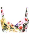 Dolce & Gabbana Yellow Giardino Printed Cotton Bra In Yellow