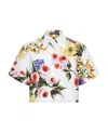 Dolce & Gabbana Floral Cropped Cotton Poplin Shirt In White