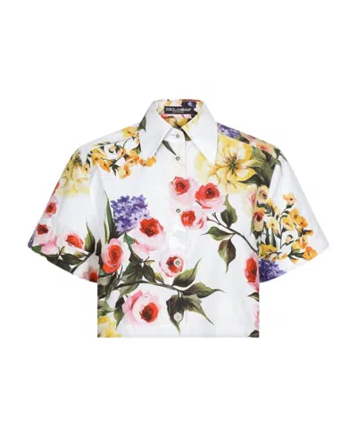 DOLCE & GABBANA DOLCE  GABBANA GARDEN PRINTED CROPPED SHIRT
