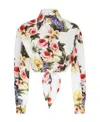 Dolce & Gabbana Floral Print Cropped Poplin Shirt With Front Tie In White