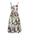 Dolce & Gabbana Midi Multicolor Dress With All-over Floreal Print And Flared Skirt In Cotton Woman In Multicolor