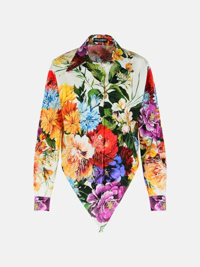 Dolce & Gabbana Floral Print Cotton Shirt In Multi