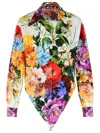 Dolce & Gabbana Multicolor Cropped Shirt With Tie Closure On The Front And All-over Floral Print In Cotton Woman In Multi