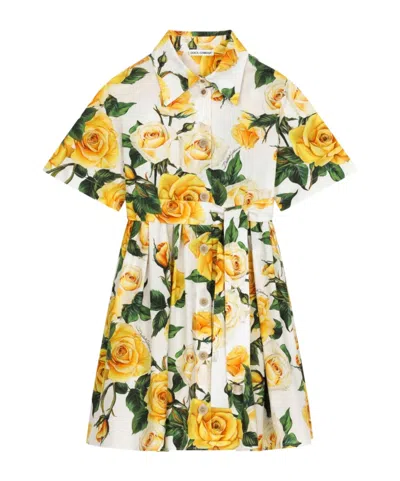 Dolce & Gabbana Kids' Floral-print Cotton Shirtdress