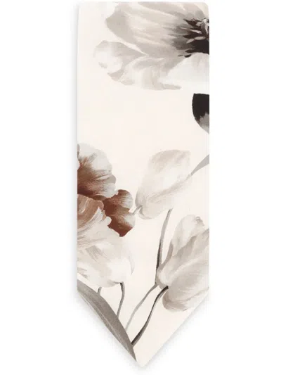 Dolce & Gabbana Floral-print Cotton Tie In White