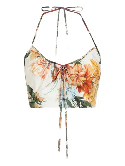 Dolce & Gabbana Floral-print Cotton Top In Multi