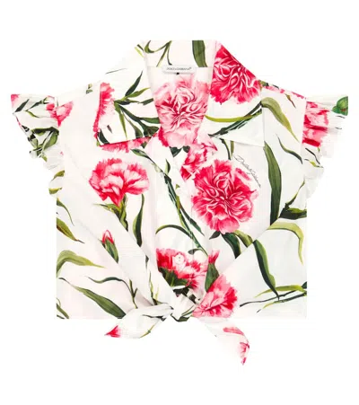 Dolce & Gabbana Kids' Floral-print Cotton Top In Garofani New F.bco