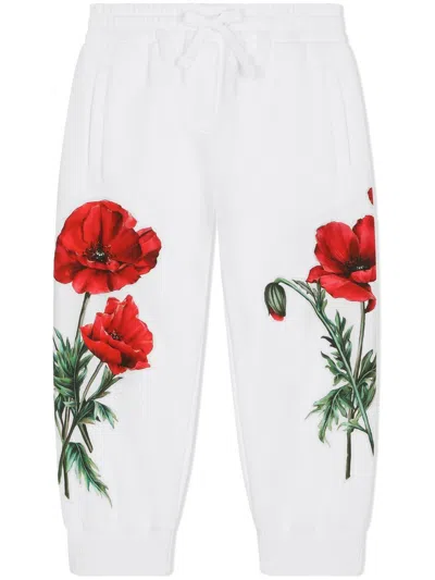 Dolce & Gabbana Kids' Floral-print Track Pants In White