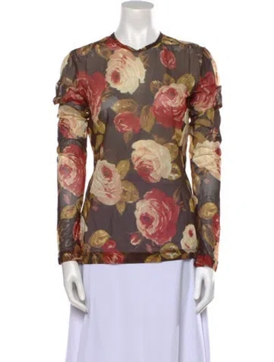 Pre-owned Dolce & Gabbana Floral Print Crew Neck Blouse In Multi