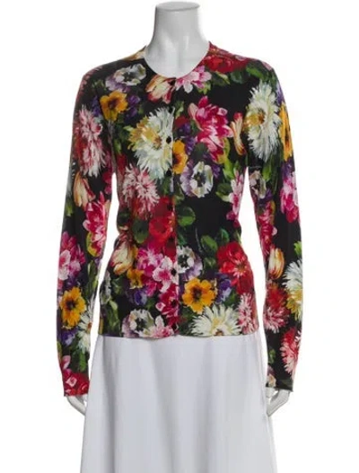 Pre-owned Dolce & Gabbana Floral Print Crew Neck Sweater In Multi
