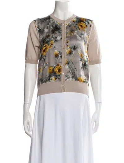 Pre-owned Dolce & Gabbana Floral Print Crew Neck Sweater In Neutral