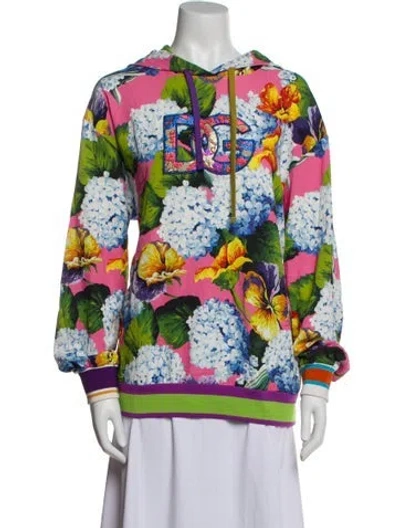 Pre-owned Dolce & Gabbana Floral Print Crew Neck Sweatshirt In Pink