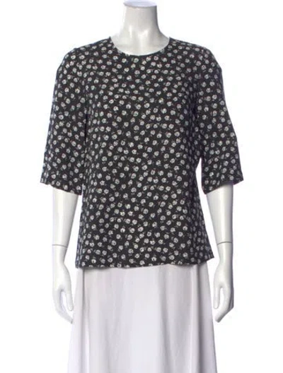 Pre-owned Dolce & Gabbana Floral Print Crew Neck Top In Black