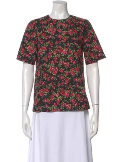 Pre-owned Dolce & Gabbana Floral Print Crew Neck Top In Multi