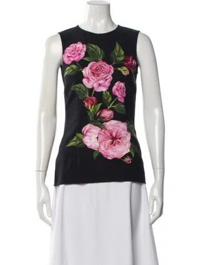 Pre-owned Dolce & Gabbana Floral Print Crew Neck Top In Multi