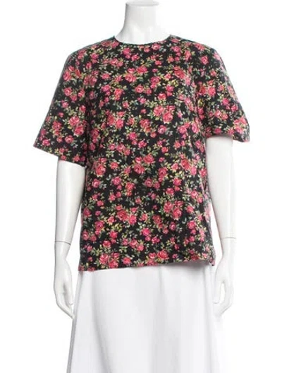 Pre-owned Dolce & Gabbana Floral Print Crew Neck Top In Multi