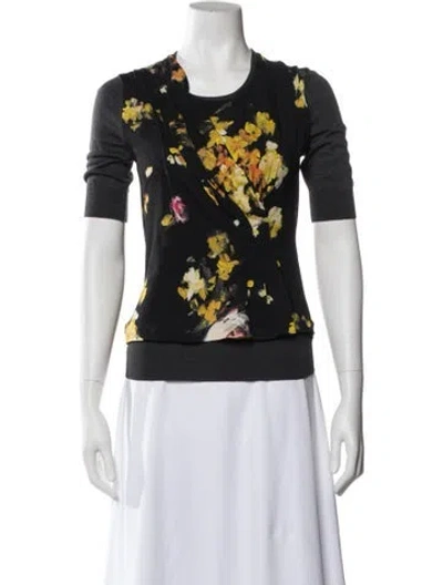 Pre-owned Dolce & Gabbana Floral Print Crew Neck T-shirt In Blue