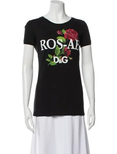 Pre-owned Dolce & Gabbana Floral Print Crew Neck T-shirt In Gray