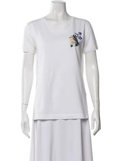 Pre-owned Dolce & Gabbana Floral Print Crew Neck T-shirt In Gray