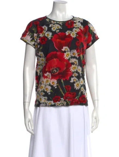 Pre-owned Dolce & Gabbana Floral Print Crew Neck T-shirt In Multi