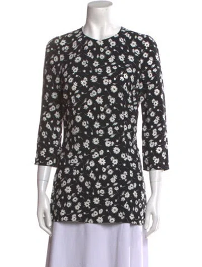 Pre-owned Dolce & Gabbana Floral Print Crew Neck Tunic In Black
