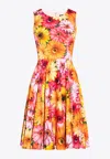 Dolce & Gabbana Floral Print Crewneck Mini Dress In Multicolor