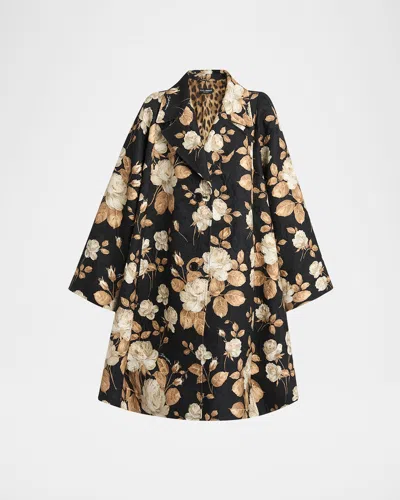 DOLCE & GABBANA FLORAL PRINT CRINKLE COAT
